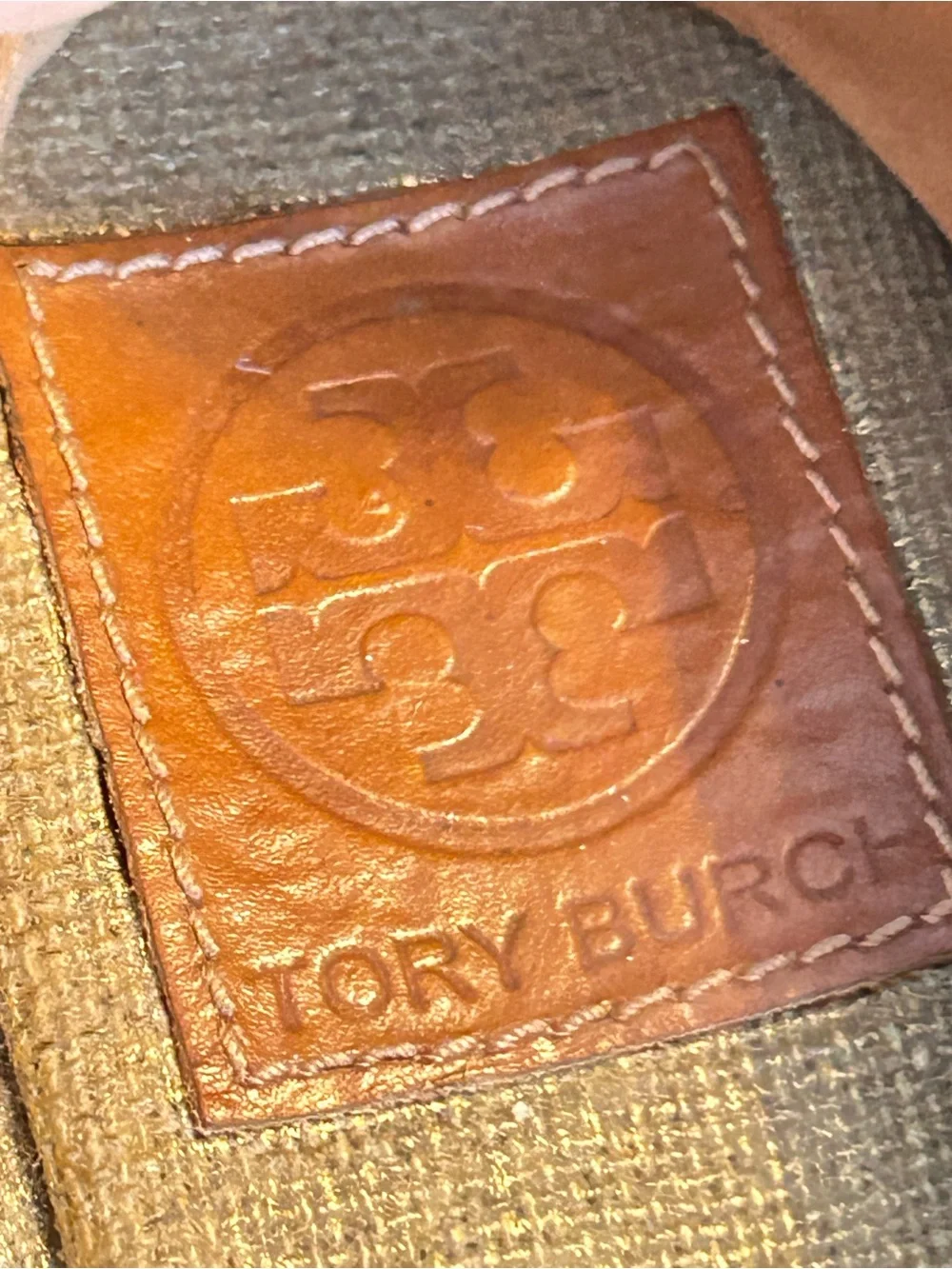 Tory Burch Filipa Gold Shimmer Beige Espadrille Wedge Peep-Toe Size 8